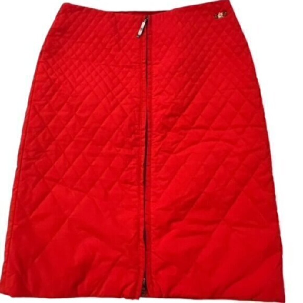 Anthropologie Postcard Red Quilted Skirt Full Zip Floral Size‎ 6 Made in Italy